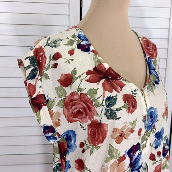 Tovia Floral V-Neck Women's Top Size XL Y2K Short Sleeves - Picture 4 of 10
